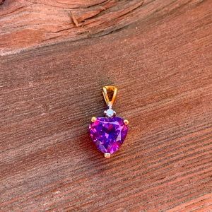 14k Gold Amethyst Heart & Diamond Pendant 💜